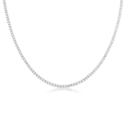 14K White Gold Lab Grown Diamond Tennis Chain Necklace 6.7cts - 9.2cts