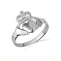 White Gold Woman's Classic Claddagh Ring
