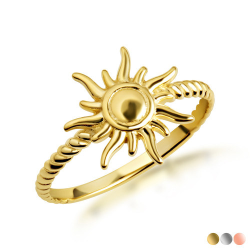 Gold Celestial Sun Rope Ring | Factory Direct Jewelry