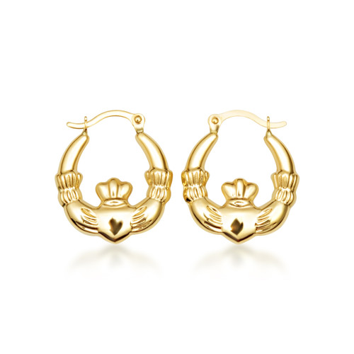 Orecchini Claddagh in argento sterling di Keith Jack, chiusura a leva