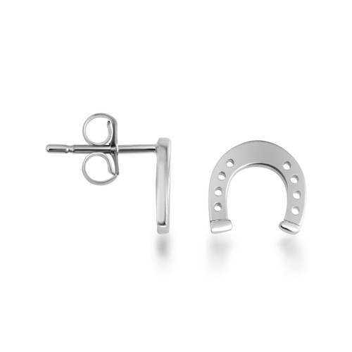 thumbnail image 2 of Sterling Silver Lucky Horseshoe Stud Earrings - Good Luck Jewelry For Women 2 of 5
