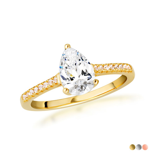 14K Gold Pear Cut Lab Grown Diamond Engagement Ring 1.13cts | Factory ...