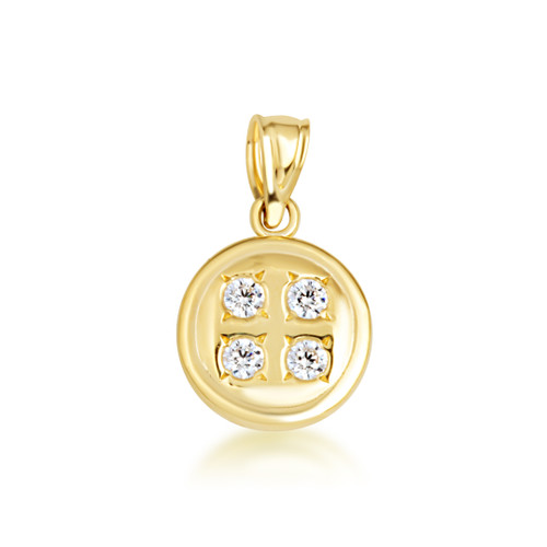 Gold Diamond Button Pendant Necklace | Factory Direct Jewelry
