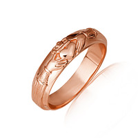 Rose Gold Women's Irish Celtic Claddagh Heart Wedding Band Ring