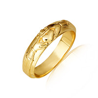 Yellow Gold Women's Irish Celtic Claddagh Heart Wedding Band Ring