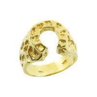 Yellow Gold Horse Shoe Nugget Ring