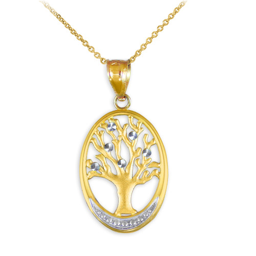Gold Tree Of Life Oval Charm Pendant
