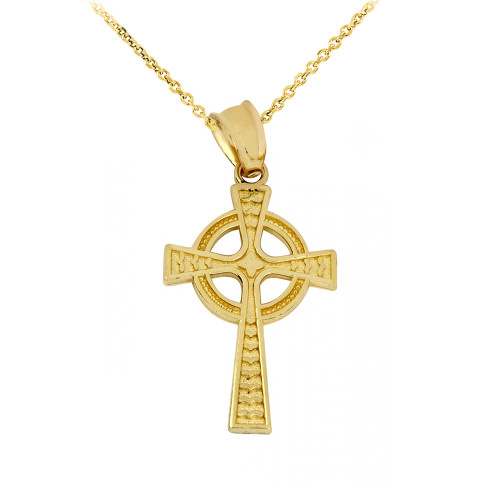 Gold Celtic Cross Pendant (Available in Yellow, Rose and White Gold)