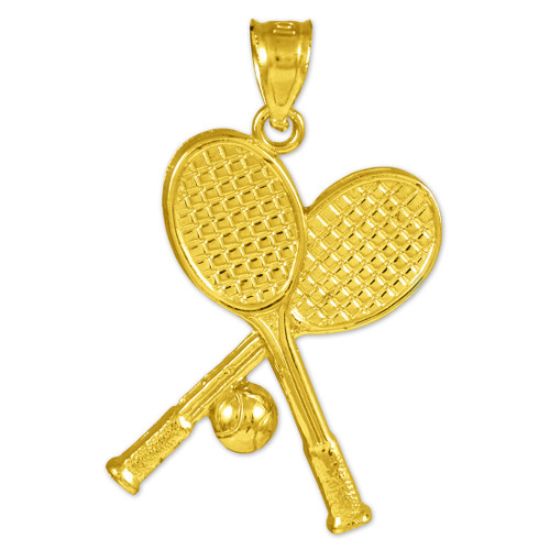 Tennis Racquets and Ball Gold Charm Sports Pendant Necklace(Available in Yellow/
