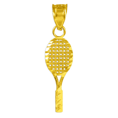 Small Tennis Racquet Gold Charm Sports Pendant Necklace