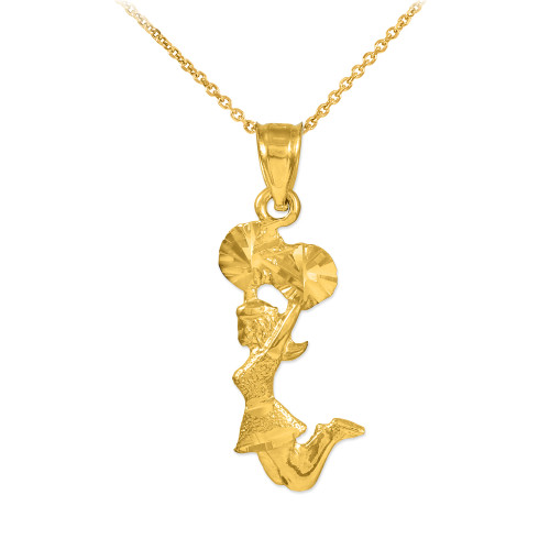 Gold Cheerleader Charm Pendant Necklace (Available In Yellow/White Gold)