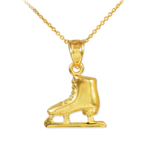 Gold Ice Skate Charm Necklace (Available in Yellow/Rose/White Gold)