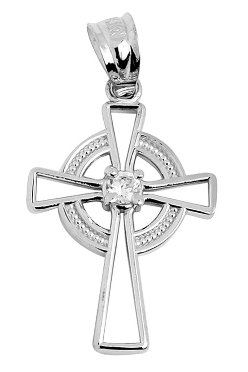 White gold celtic cross pendant Clearance