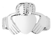 .925 Sterling Silver Irish Celtic Claddagh Heart Men's Ring