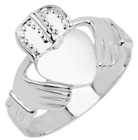 .925 Sterling Silver Irish Celtic Claddagh Heart Men's Ring