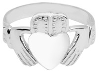 .925 Sterling Silver Irish Celtic Claddagh Heart Men's Ring