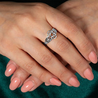 .925 Sterling Silver Woman's Symbolic Dara Knot Trinity Ring on female model