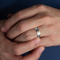 .925 Sterling Silver Unisex Timeless Celtic Trinity Knot Ring on male model