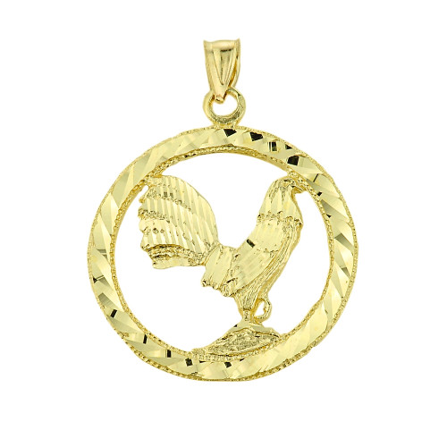 Golden Steel rooster pendant / Rooster pendant / Rooster 