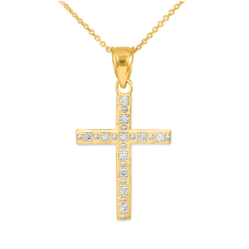 Gold Cross Pendant Necklace with Diamonds (Available in Yellow, Rose ...