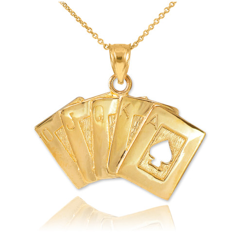 Gold Ace of Spade Playing Card Pendant Necklace Curb Chain For Men or Women