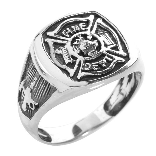 Bold Sterling Silver Fire Department Maltese Cross Ring