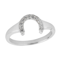 Sterling Silver Cubic Zirconia Ladies Horseshoe Ring