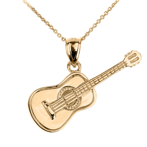 Gold Acoustic Guitar Pendant Necklace(Available In Yellow/Rose/White Gold)