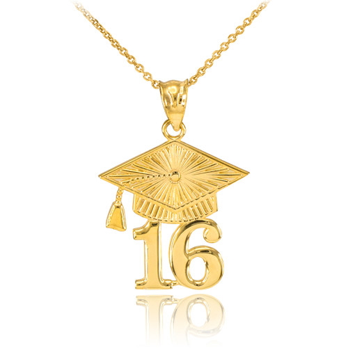 Gold 2016 Class Graduation Pendant Necklace
