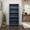 Nantucket - 5 Shelf Bookcase - Blue Denim, Whiskey