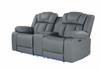 Raize - 10 Power Console Reclining Loveseat With LED - Gray