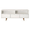 Mid-Century Modern Minimalist 3 Drawer Corner TV Stand For TVs Up To 58