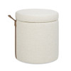 Brandy - Round Upholstered Storage Ottoman With Leather Accent