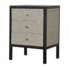 Faux Leather Nightstand, 3 Drawer - Black