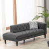 Mary - Velvet Tufted Chaise With 1 Accent Pillow - Dark Gray Mary - Velvet Tufted Chaise With 1 Accent Pillow - Dark Gray