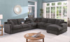 Celine - Chenille Fabric Corner Sectional Sofa With Right Facing Chaise, Cupholders, And Charging Ports - Gray Celine - Chenille Fabric Corner Sectional Sofa With Right Facing Chaise, Cupholders, And Charging Ports - Gray