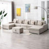 Nolan - Fabric 6 Piece Sectional Sofa With Pillows And Interchangeable Legs Nolan - Fabric 6 Piece Sectional Sofa With Pillows And Interchangeable Legs