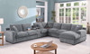 Celine - Chenille Fabric Corner Sectional Sofa With Right-Facing Chaise, Cupholders, And Charging Ports Celine - Chenille Fabric Corner Sectional Sofa With Right-Facing Chaise, Cupholders, And Charging Ports