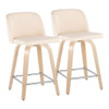 Toriano - Contemporary Fixed Height Counter Stool With Swivel With Square Footrest (Set of 2) Toriano - Contemporary Fixed Height Counter Stool With Swivel With Square Footrest (Set of 2)