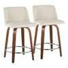 Toriano - Mid Century Modern Fixed Height Counter Stool With Swivel With Round Footrest (Set of 2) Toriano - Mid Century Modern Fixed Height Counter Stool With Swivel With Round Footrest (Set of 2)