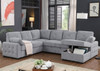 Nyhan - Upholstered Corner Sectional With Pull Out Loveseat And Storaged Chaise - Light Gray