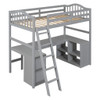Loft Bed With Drawers, Cabinet, Shelves With Desk