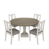 Tannen - Round 5 Piece Dining Table (Set of 5) - White And Gray