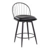 Riley - Farmhouse Fixed Height Counter Stool With Swivel With Round Footrest (Set of 2) - Matte Black Riley - Farmhouse Fixed Height Counter Stool With Swivel With Round Footrest (Set of 2) - Matte Black