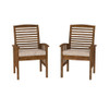 Modern 2 Piece Slat Back Patio Chairs With Cushions