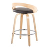 Grotto - Contemporary Fixed Height Counter Stool With Swivel With Round Footrest (Set of 2) Grotto - Contemporary Fixed Height Counter Stool With Swivel With Round Footrest (Set of 2)
