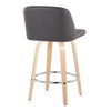 Toriano - Contemporary Fixed-Height Counter Stool With Swivel And Round Footrest (Set of 2) Toriano - Contemporary Fixed-Height Counter Stool With Swivel And Round Footrest (Set of 2)