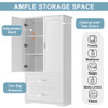 Tall Bathroom Storage Cabinet, Cabinet With 2 Doors And Drawers, Adjustable Shelf