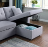 Dennis - Linen Fabric Reversible Sleeper Sectional With Storage Chaise And 2 Stools