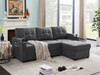 Mabel - Woven Fabric Sleeper Sectional With Cupholder, USB Charging Port nd Pocket - Dark Gray Mabel - Woven Fabric Sleeper Sectional With Cupholder, USB Charging Port nd Pocket - Dark Gray